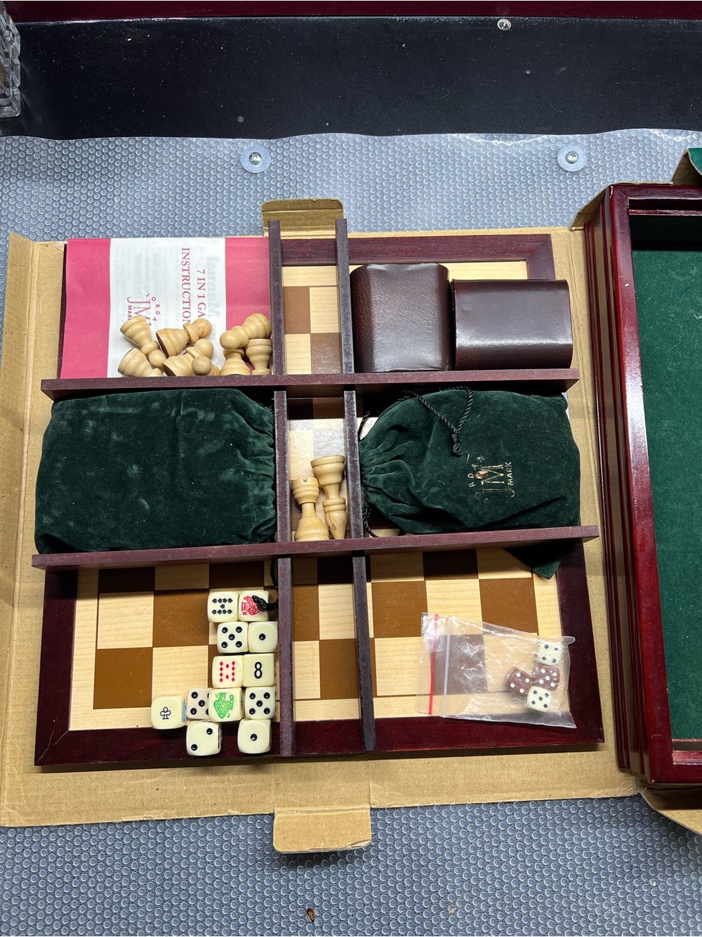Deluxe Wooden Chess & Dice Set in Brown and Green by